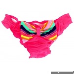 Victoria by Malinsa Womens Ruffle Wavy Bikini Bottom Low Rise Swim Bottom L Red with Multi Bow  B01IBTHH0W